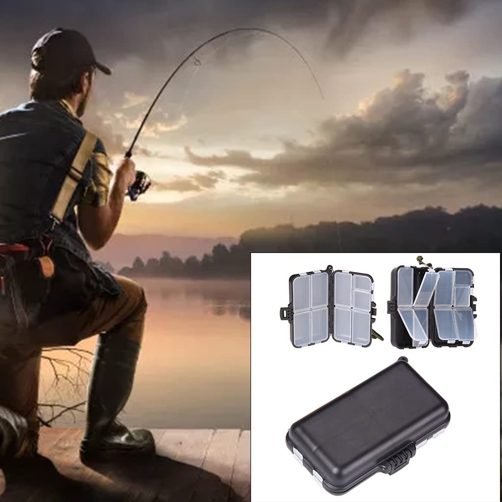 9 Grid Compartments Black Fishing Lure Box Fishing Tackle Hook