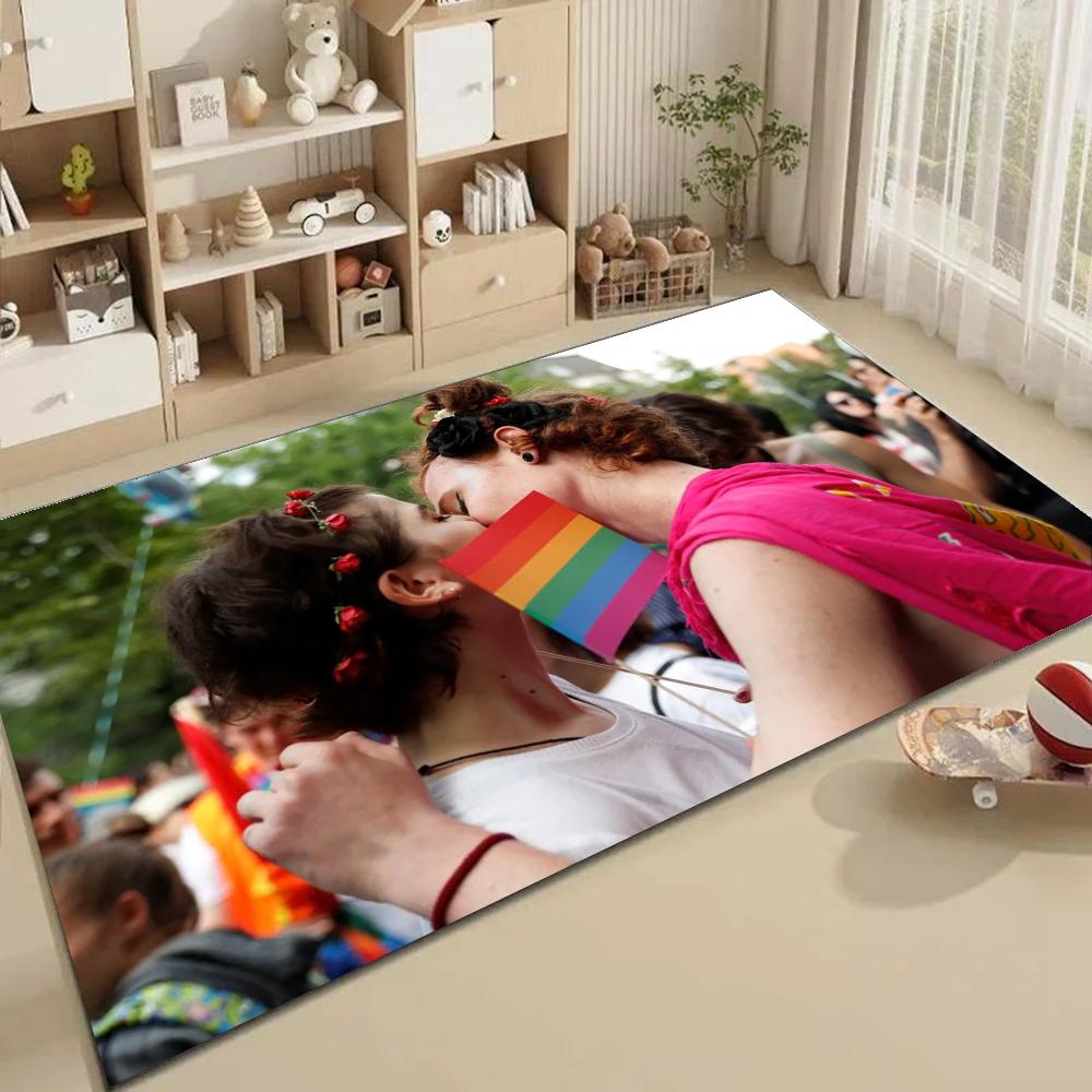 1 Stück Schwul Lesbisch LGBT Regenbogen Liebe Badezimmer Saugfähige Matten Anti-Rutsch-Matten Heimdekorationsbedarf Teppiche Heimküchenbodenmatten