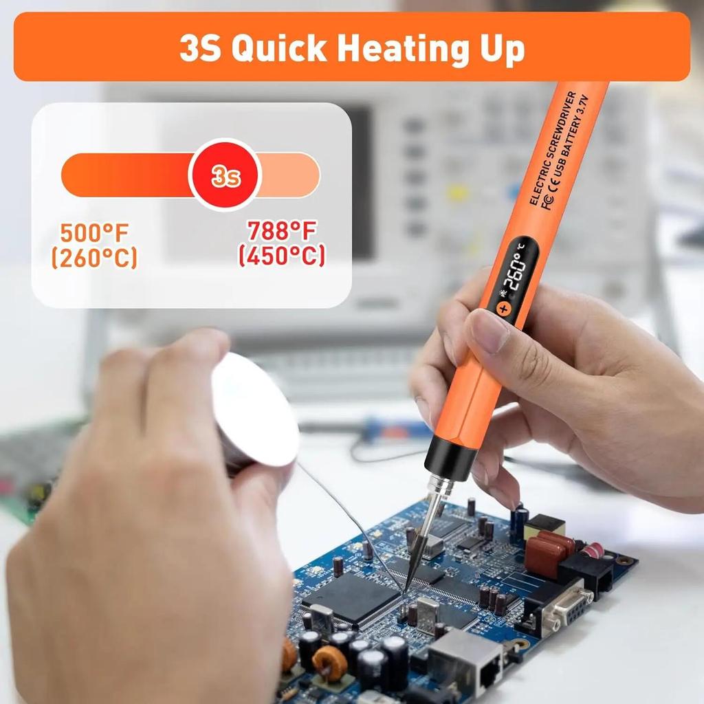 1PC Mini-Akku-Lötkolben-Kit Tragbarer USB-Lötkolben mit digital einstellbarer LCD-Temperatur-Lötpistolen-Kit