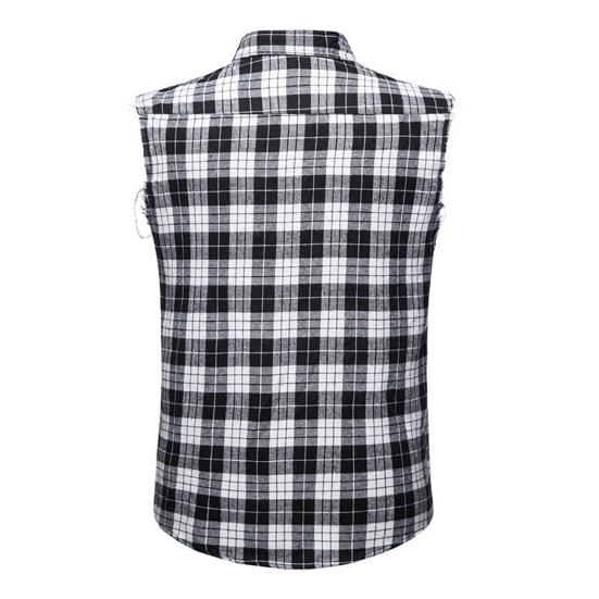 Shirt Vest Fashion Sleeveless 3D Cutting Casual Vest Men Plaid Print Waistcoat Top Men Vest Male Clothing