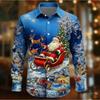 Men's Christmas Printed Long Sleeve Shirts Casual Cardigan New Button Holiday Fashion Shirts