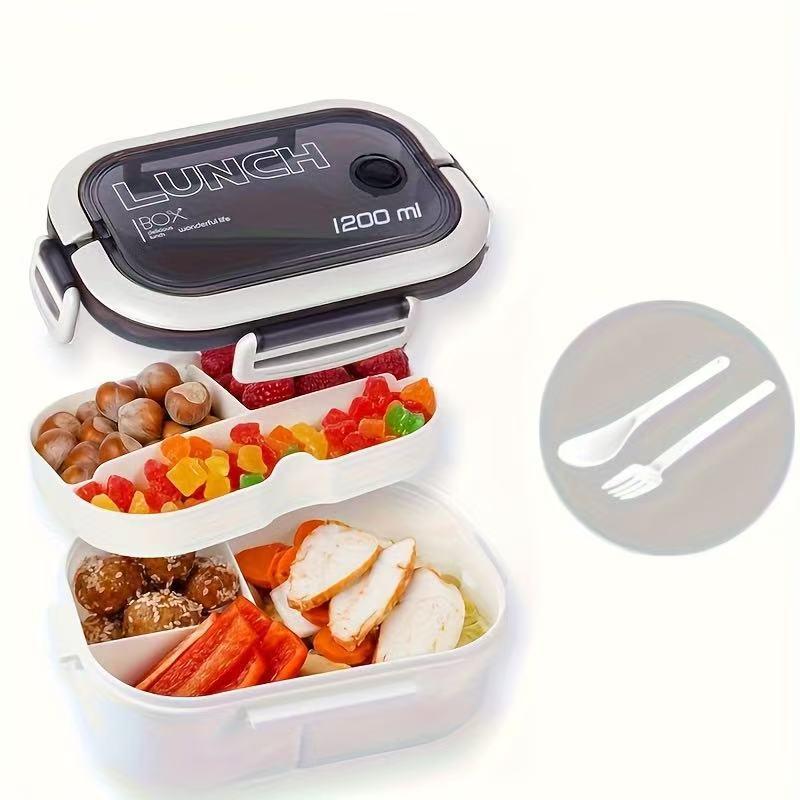 Morandi Portable Double-Layer Bento Lunch Box for Students & Office Workers