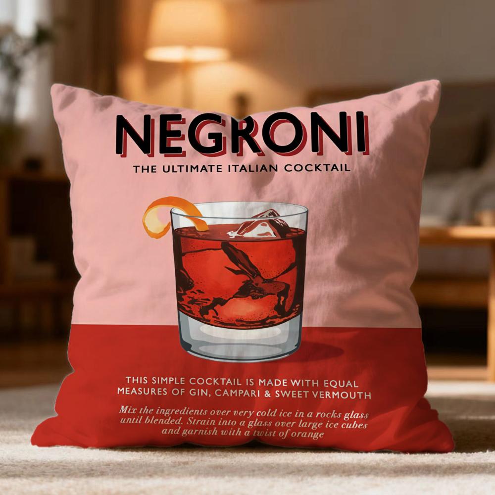 Popular NNegroni Cocktailever Cushion Cover Soft Washable Pillow Case Multi-Scene for Couch Bed Travel Office Use
