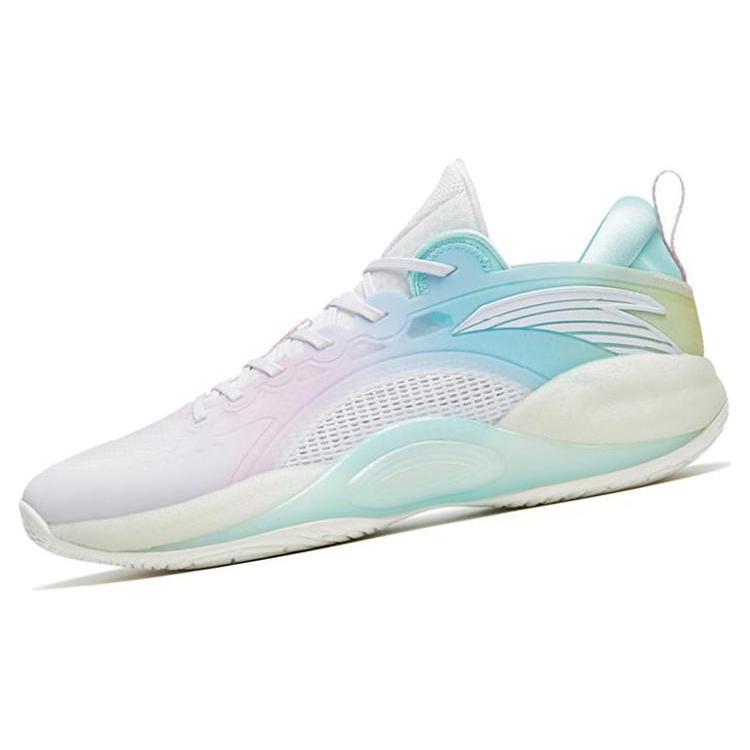 New Anta Cement Bubble 3 Anti Slip Wear Resistant Low Top Basketball Shoes Men's White Pink Blue 112321604-4