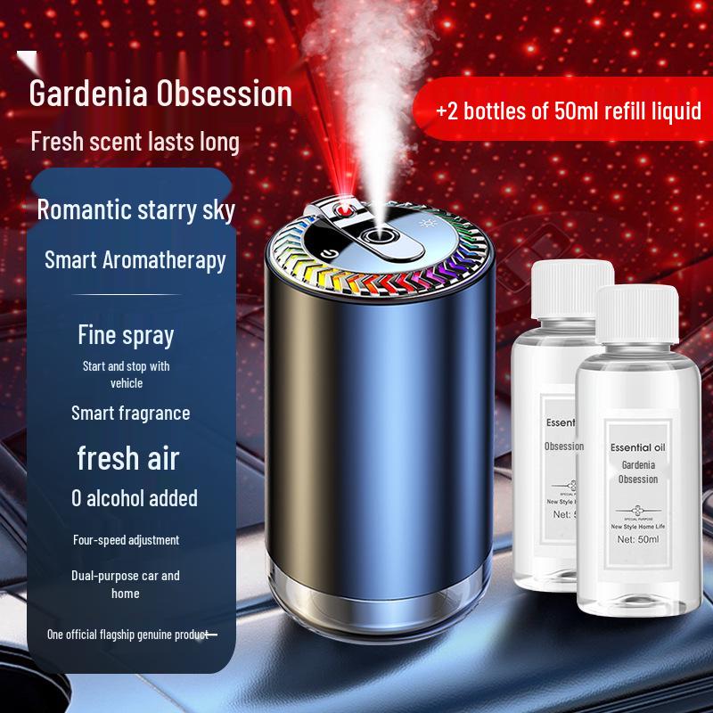 Starry Sky Car Air Vent Perfume Diffuser: Smart Automatic Aroma Sprayer with Long-lasting Fragrance and Ambient Ceiling Light Effect.
