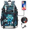 USB-Lade-Rucksack für Schüler Teenager Reisen Lässiger Tagesrucksack Laptop Wasserdicht Schultasche sechs sieben