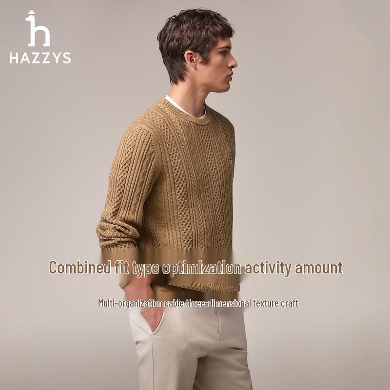 HAZZYS Men's Cable Knit Cotton-Wool Blend Sweater