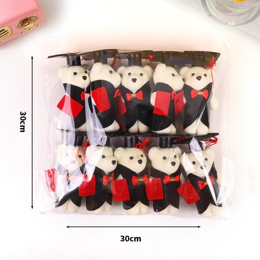 10Pcs/Set Mini 14cm Graduation Season Bear Flower Bouquet Bachelor Bear  Graduation Gift 10Pcs/Set