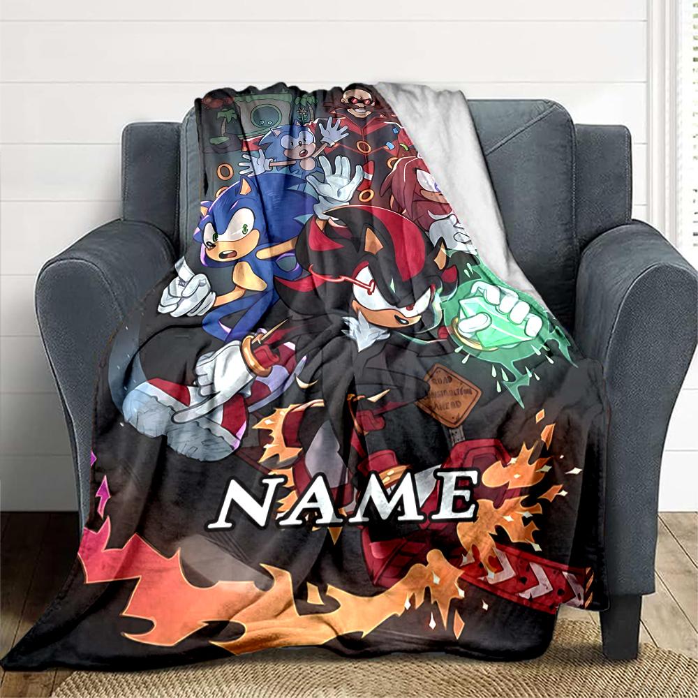 Custom 1pc Sonic Characters Celebration Blanket, Soft And Comfortable Blanket, Casual Warm, Camping Travel Blanket, Birthday Gift Q912187