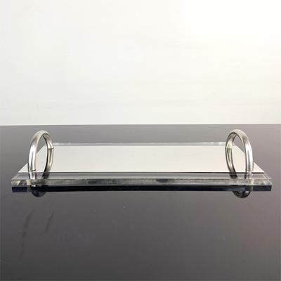 Simple Moderne Transparent Poignée en Acier Inoxydable Long Plateau Modèle de Pièce Salon Table à Manger Table Basse Plateau de Rangement Ornements