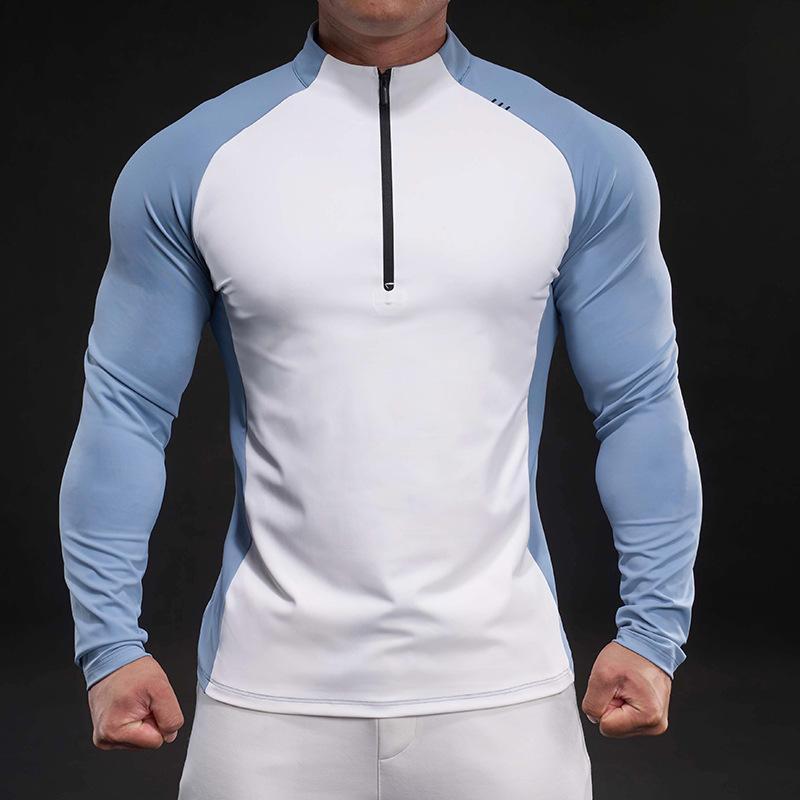 Spring Slim Elastic Long-sleeved Training Suit Casual and Fashionable Running Top Zipper for Men