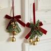 Velvet Bow Christmas Bell Wreath Creative Christmas Bell Pendant  Xmas Party Supplies