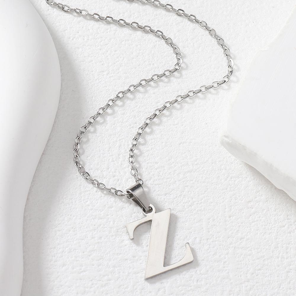 Polished Stainless Steel Alphabet Necklace - Women's Daily Wear Clavicle Chain