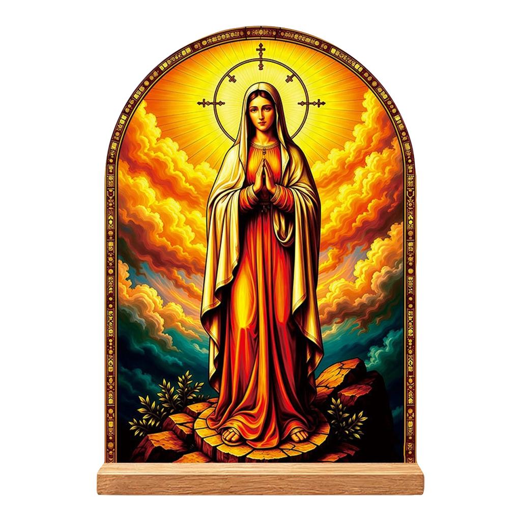 Easter Sacred Heart Tabletop Decoration Faux Glass Acrylic Display for Home Shelf Decor