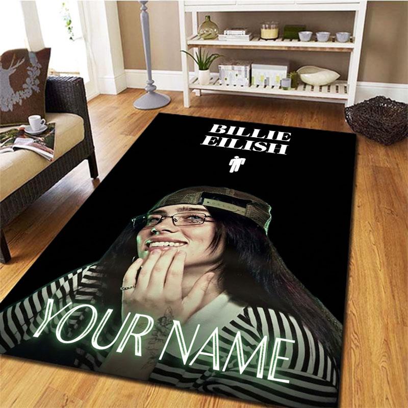 Billie Eilish Custom Name Carpet Rug for Living Room Bedroom Home Sofa Decoration,Kids play Non-slip Floor Mat