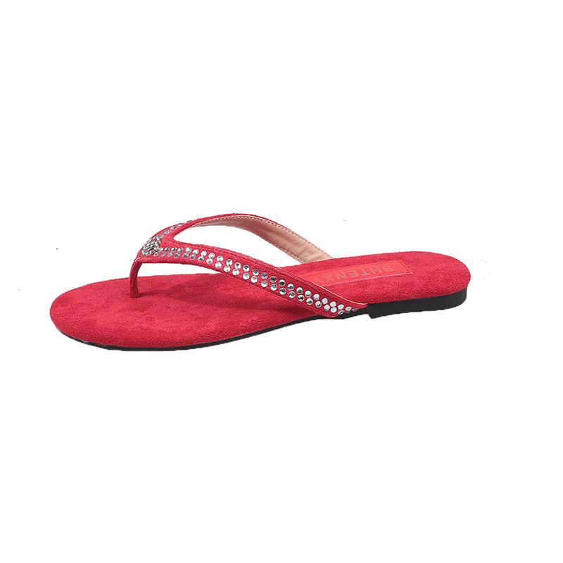 Slippers women's 2025 summer new Xiaoxiangfeng soft-soled fairy wearing rhinestone sandals beautiful Roman beach shoes