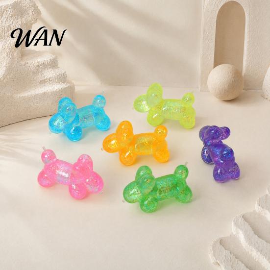 Kids Stress Relief Toy Glitter Balloon Dog Squeeze Toy, Transparent Sensory Soft Stretchy Animal Shape Fidget for Home Office Classroom