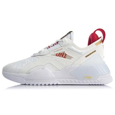 Li Ning 001 T2000 Modernas Casual Duraderas Ligeras de Caña Baja Zapatillas de Running para Mujer Blancas Rojas AGLQ002-6