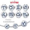 Authentic Copper Twelve Zodiac Sign Set Cartoon Taurus Gemini Star Shape Heart Pendant Bead Charms Compatible With Bracelets Diy Birthday Women Gift