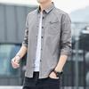 Men's Plus Size Shirt Spring and Autumn Long Sleeve Shirt Standing Collar Casual Shirt