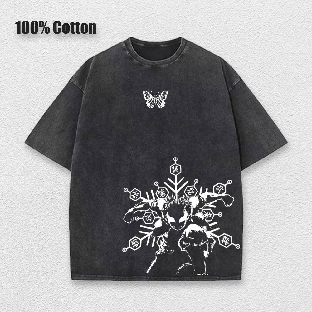 

Футболка манги Demon Slayer Akaza Koyuki Graphic Washed Oversized T Shirt Short Running Bavlna М які Трійники Чоловічий Жіночий Одяг Жіночий Чоловічий Одяг L золотий