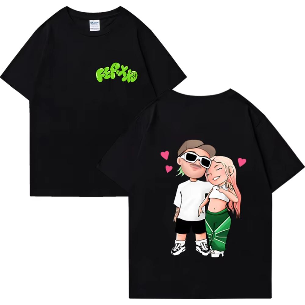 

Hot Sale Feid Ferxxo and Karol Graphics Fashion T Shirts 2026 Unisex Women Hip Hop Streetwear Unisex Cotton Short Sleeve Tshirts S