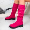 Fashion 2025 Pleated Boots New Spring and Autumn Retro Suede Thigh Boots