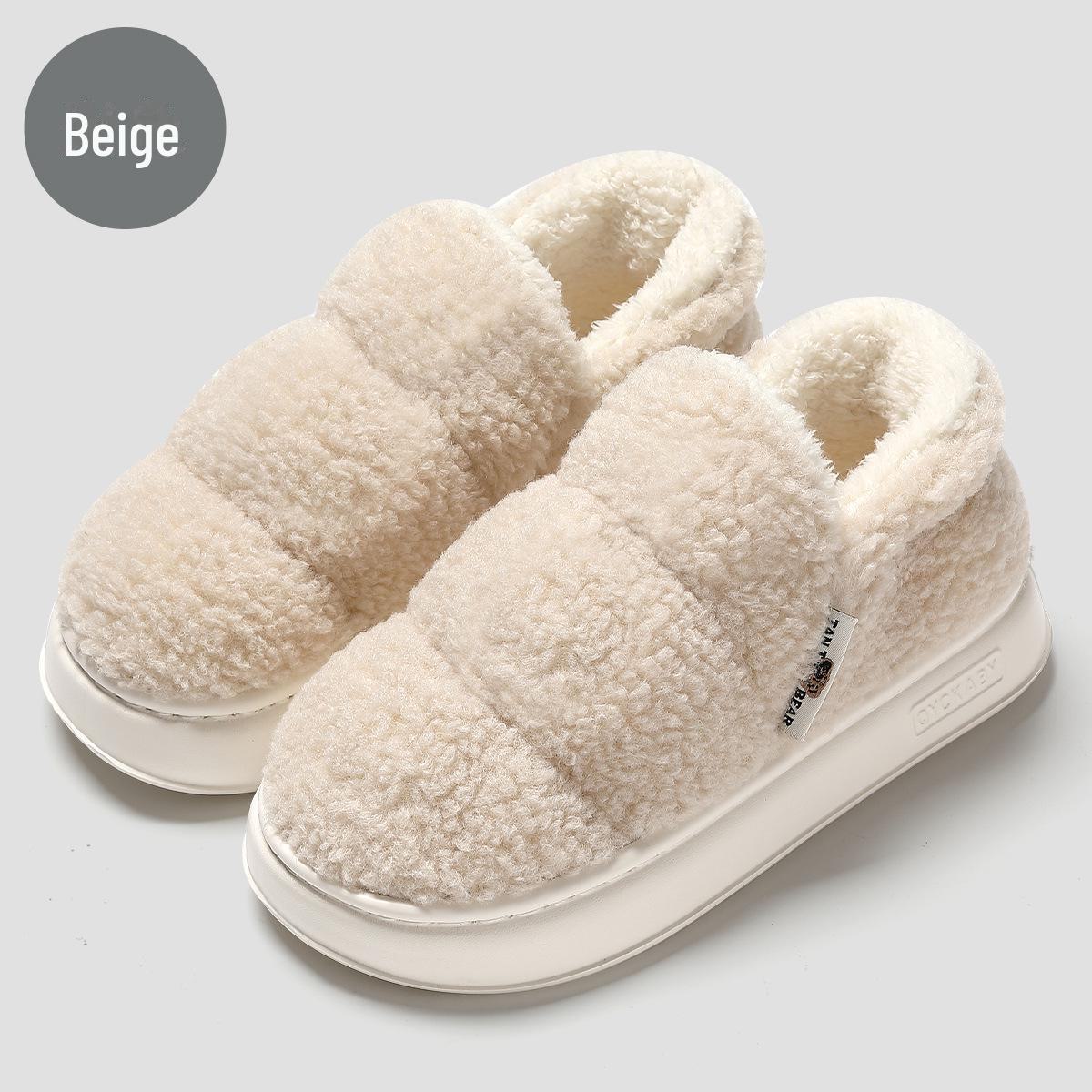 

Жіночі плюшеві бавовняні зимові капці: Затишне, нековзне домашнє взуття для пар 36-37 бежевий