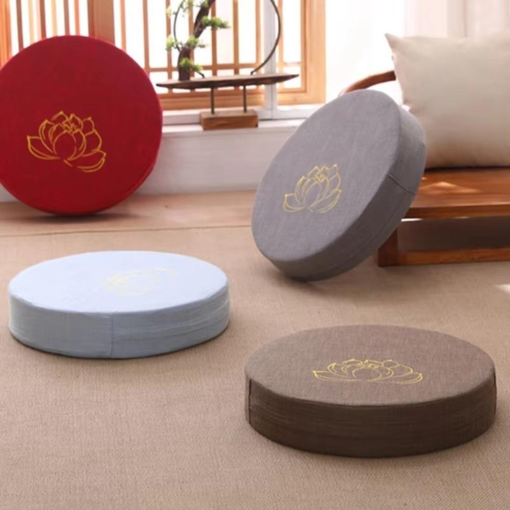 New Lotus Embroidered Yoga Meditation Cushion Washable Removable Cover Tatami Mat Thickening Fill Round Linen Futon Cushion