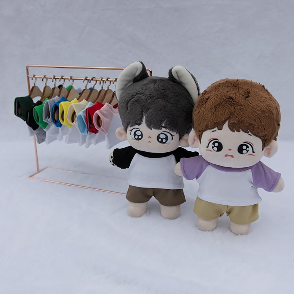 Niannyyhouse 10cm, 15cm, 20cm Plush Clothes, Color Block T-Shirt, Bottoms, Dress-Up, Cotton Doll, Accessories (A3, 20cm)