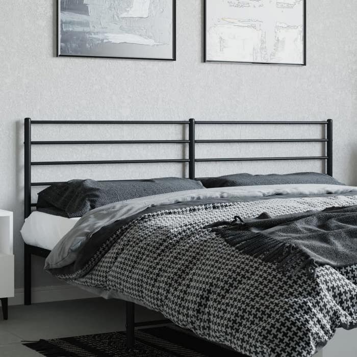VidaXL Black Metal Headboard 200 Cm 352357