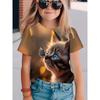 Fashionable Summer Children's Top Creative Colorful Cute Animal 3D Printed T-shirt Girls Comfortable Soft Breathable Short Sleeves T-shirt