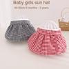 Kids Summer Sun Hat 46-50cm 6 Months - 3 YearsUPF 50+ Large Brim for Girls Plaid Print Breathable Bucket Hat Foldable Beach Cap