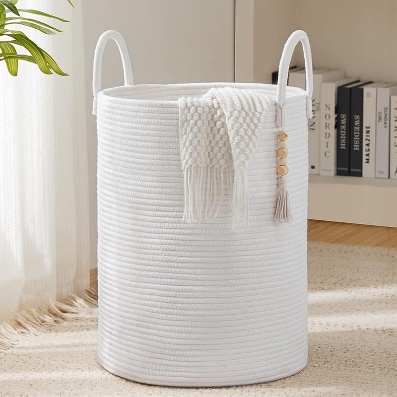 Woven Cotton Laundry Basket Bedroom Living