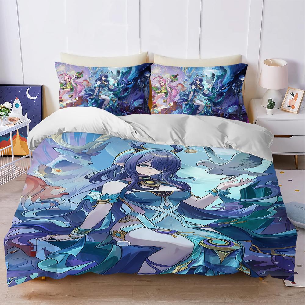 

Lauma Genshin Impact Duvet Cover Set Soft Wash Bed 3 Piece Summer Comfortable Student Dormitory Home Baby Bedding Best seller (135x200cm)