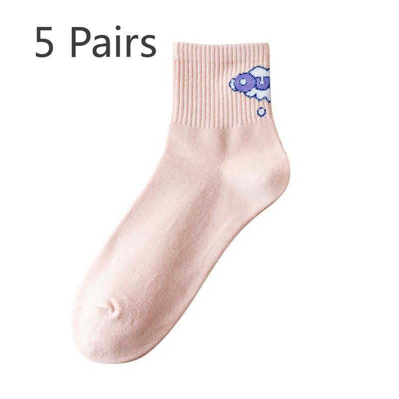 5 Pairs of Women's Spring and Summer Thin Cotton Breathable Sports Deodorant Perspiration Socks