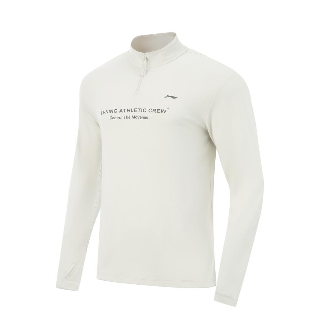 Li-Ning Comfortable Casual Minimalist Stand Collar Letter Print Breathable Sports Long Sleeve T-Shirt Men Tops ATLV273-1