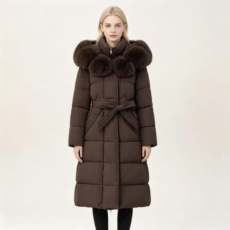 Womens Mid-Length Hooded Puffer Coat With