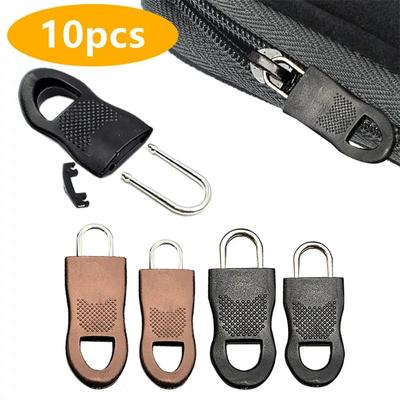 10st Ersättningsdragkedja Dragdragare Ände Passa Rep Tag Kläder Zip Fixer Trasigt Spänne Blixtlås Sladd Flik Väska Resväska Ryggsäck Tält