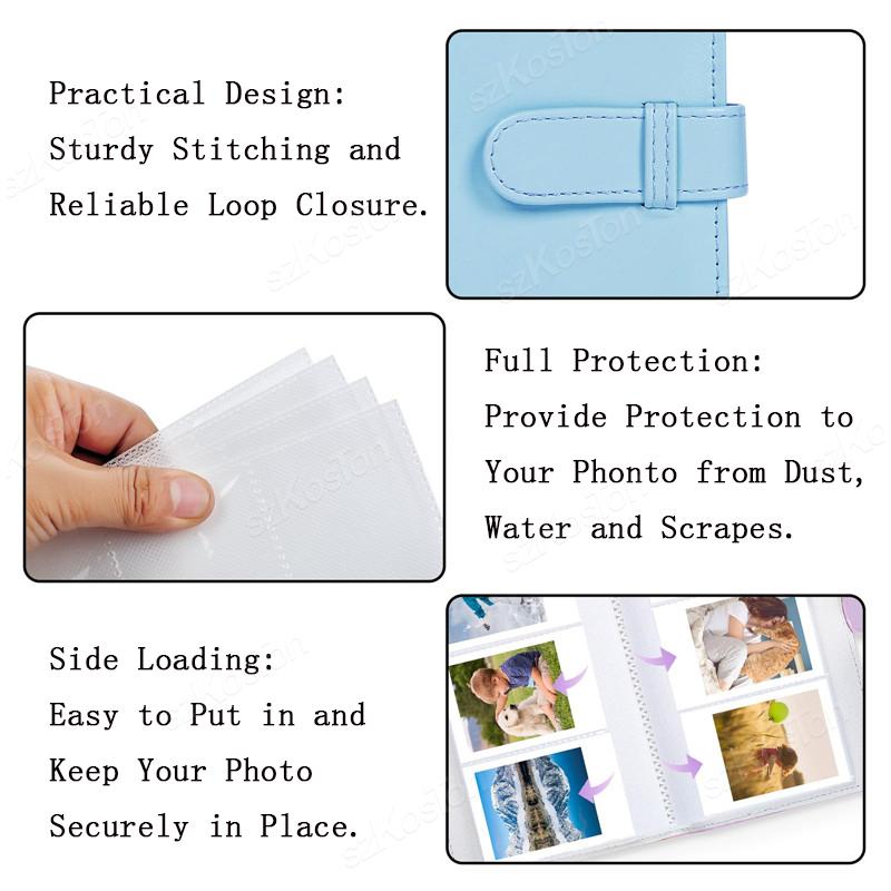 Portable 3 inch PU Leather Cover 108 Sheets Film Photo Album For Fujifilm Instax Mini 12 for Collection Ticket Card Book