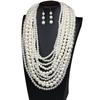 Europäische und amerikanische Mode mehrlagiges übertriebenes Perlen-Halsketten-Ohrring-Set Temperament Pulloverkette Damen Halskette