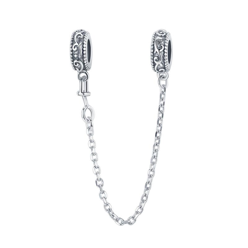 WOSTUS 925 Sterling Silver Honey Bee Safety Chain Star Moon Beads Heart Charm Fit Original Bracelet Bangle DIY Jewelry Making