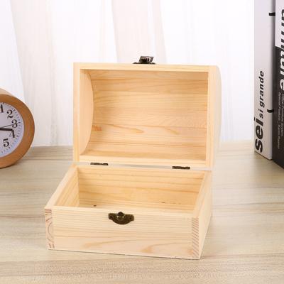 Arched Lock Wooden Box Unfinished Thickened Solid Color Large Capacity Storage Case DIY Graffiti Clay Craft Jewelry Cosmetics