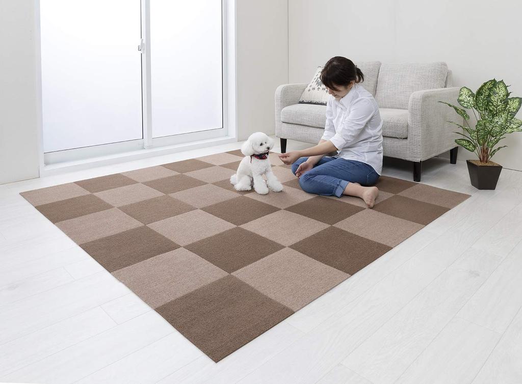 Sanko Joint Premium 9 Just Place and In Water Can Be Cut with Non-Slip Mat, Anti-Allergen Mat, Pieces, Brown, Carpet, Stick, KV-82 [Made Japan,