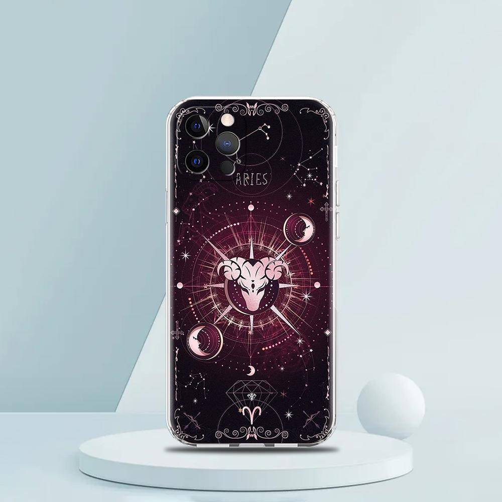 Constellation Virgo Aries Soft Transparent Phone Case for iPhone 16 15 14 13 12 11 Pro Max XR 8 7 Plus XS Max Shockproof Shell