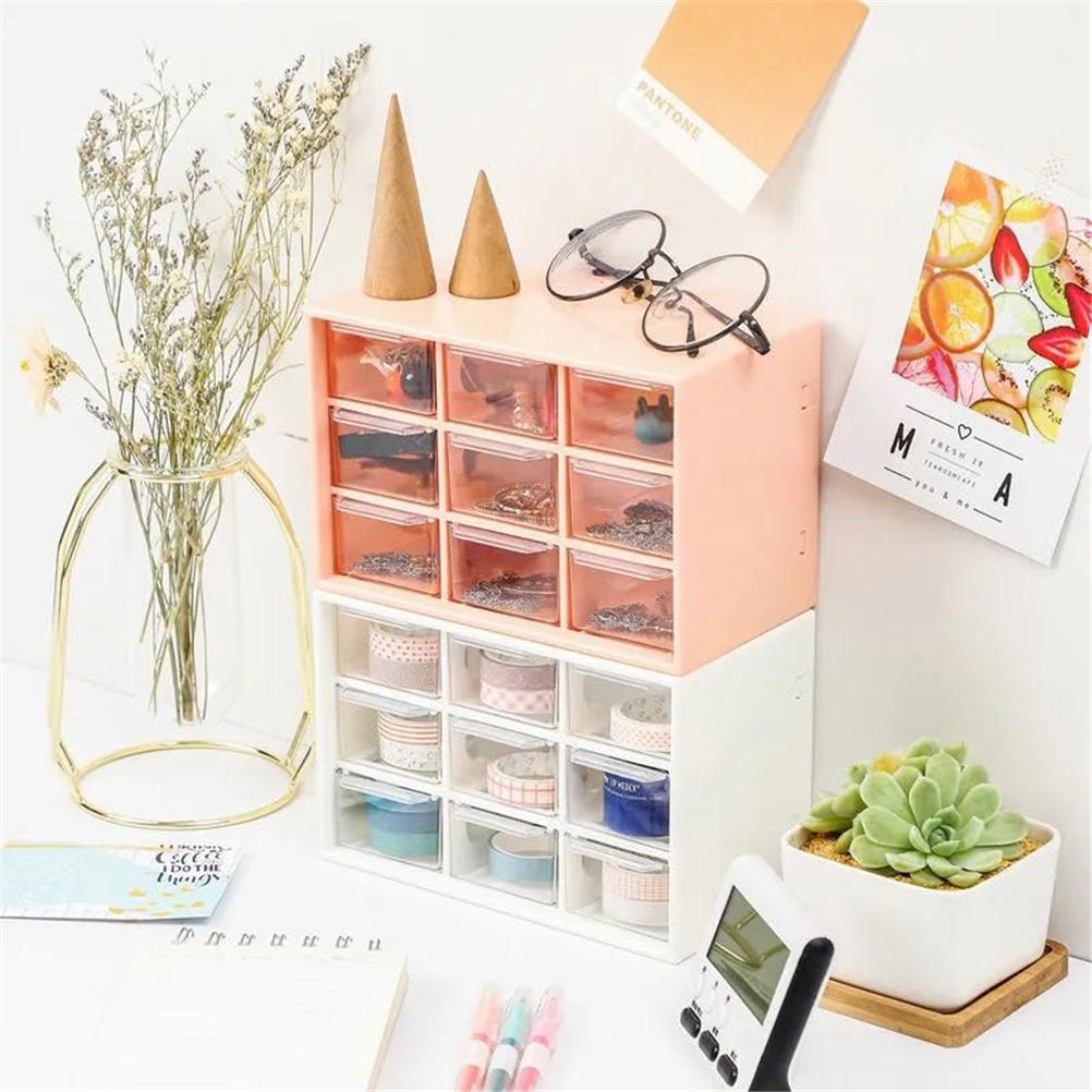 1 Compartment Dustproof Storage Box for Stationery Jewelry 9 Grid Organizer