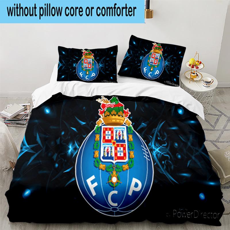 3PCS Fc Porto Crest Design Printed Bedding Set, Includes A Duvet Cover and Two Pillowcases for Bedroom, Suitable for All Seasons
