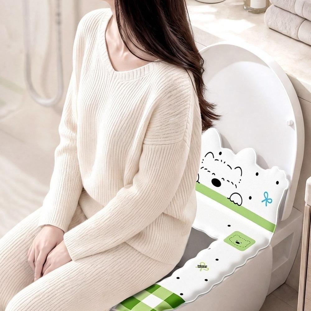 Waterproof Backrest Toilet Seat Cartoon Puppy Pattern Toilet Seat Cover Toilet Mat Bathroom Use