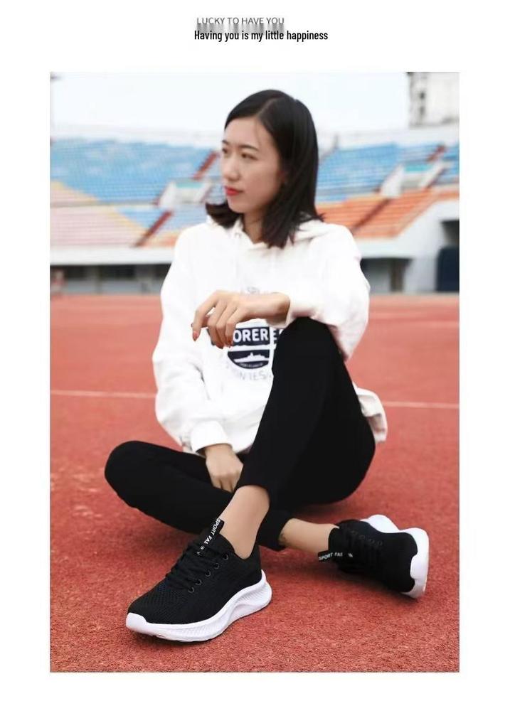 Women's Flyknit Breathable Sports Shoes - 2026 Spring/Autumn Soft Sole, Lightweight Running