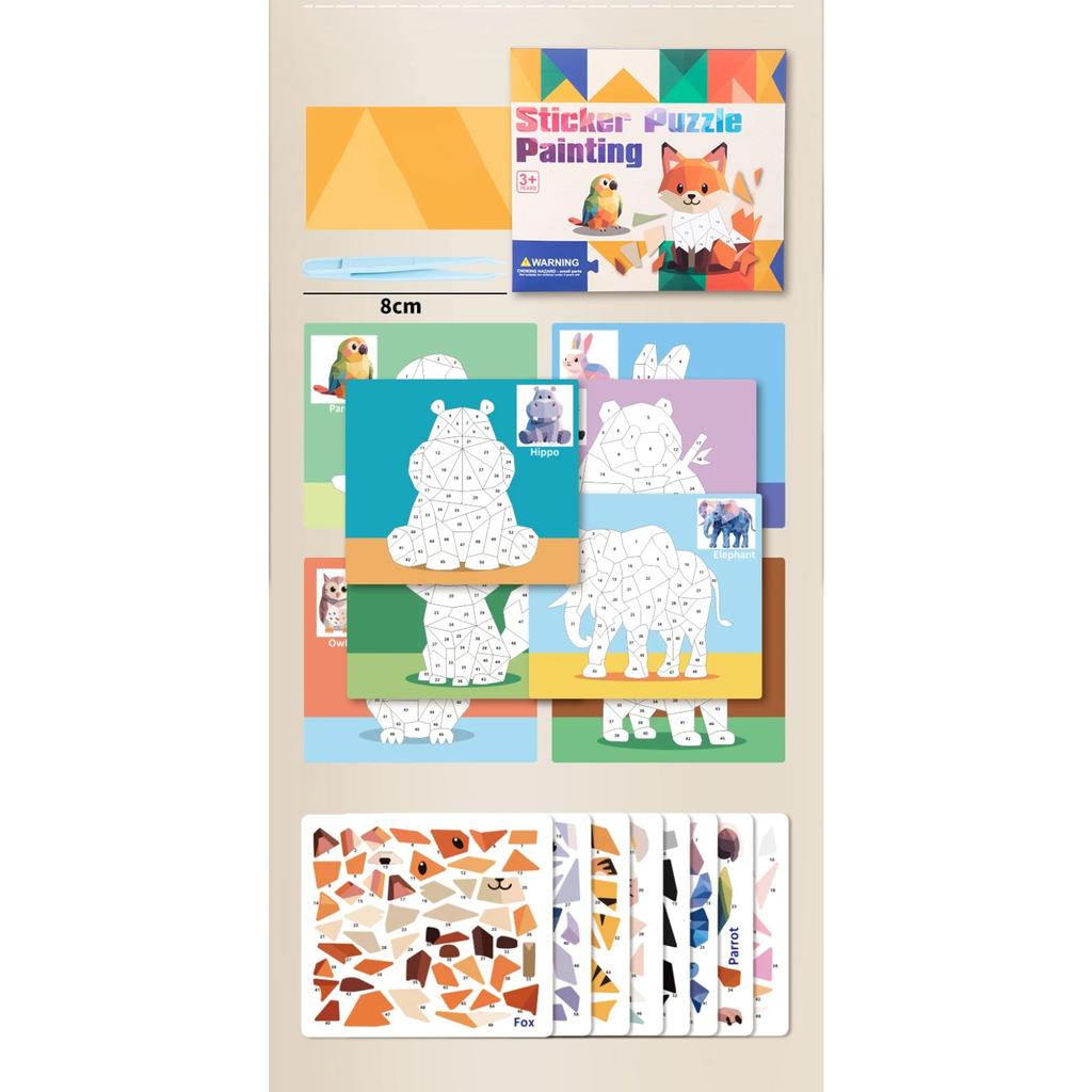 Training Game Paper 3D Geometric Sticker Books Handmade Montessori DIY Paste Material Kit Cartoon Cute Animals Sticker Book Kids